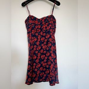 CHARLOTTE RONSON SIZE 0 pre-loved silk rose print mini dress 🌹